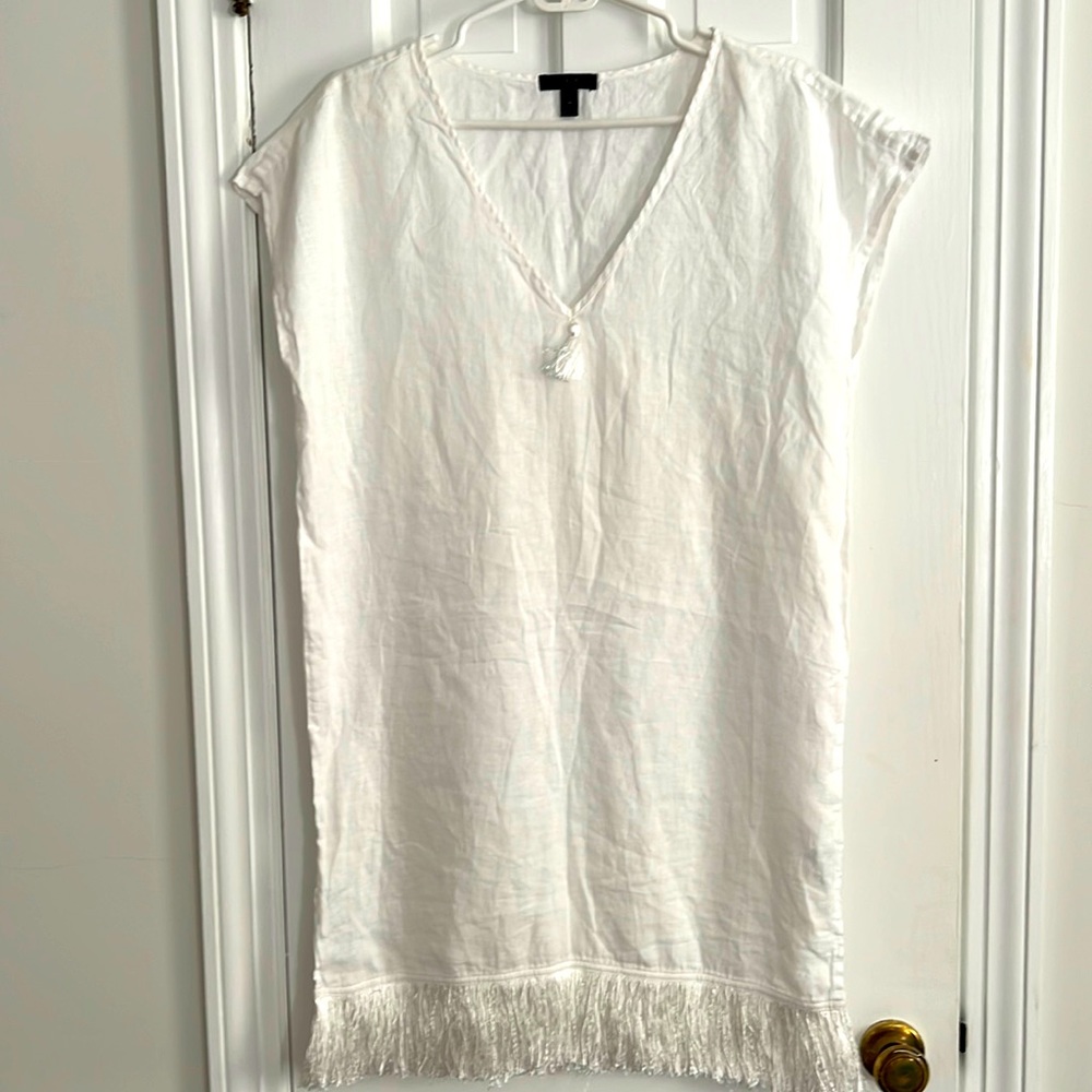 J. Crew short sleeve linen cover up with Fringe